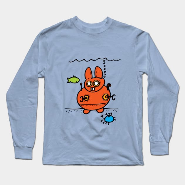 BUNNY SUBMARINE ILLUSTRATION - SUBMERSIBLE VEHICLE FROM MY BOOK 'THE EASTER BUNNY'S UNDERSEA ADVENTURE!' Long Sleeve T-Shirt by CliffordHayes